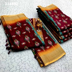 Digital Linen Cotton Sarees
