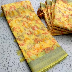 Digital Linen Cotton Sarees
