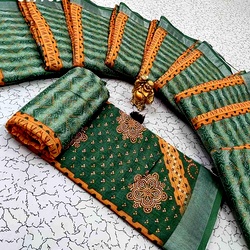 Digital Linen Cotton Sarees