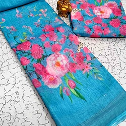Digital Linen Cotton Sarees