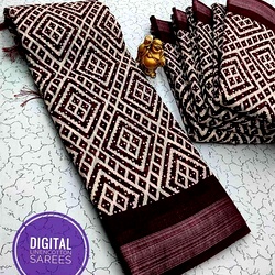 Digital Linen Cotton Sarees