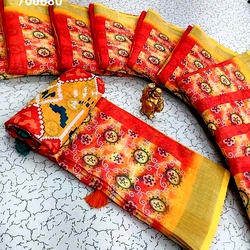 Digital Linen Cotton Sarees