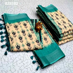 Digital Linen Cotton Sarees
