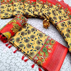 Digital Linen Cotton Sarees