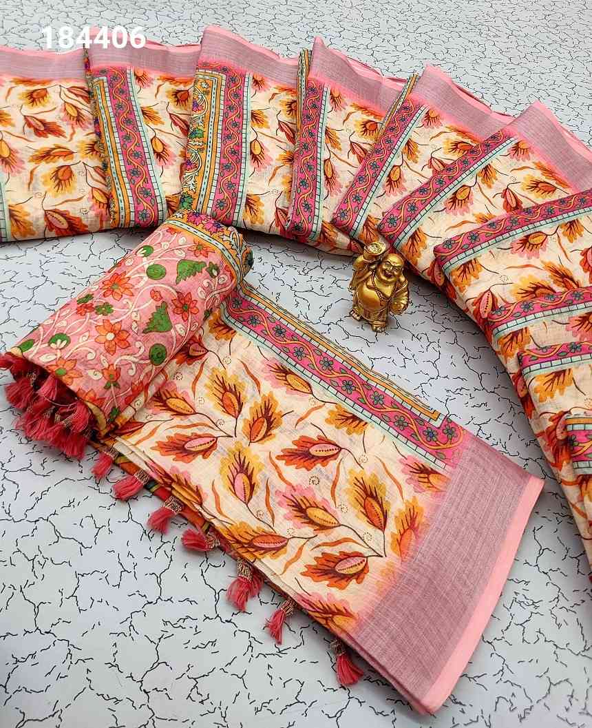 Digital Linen Cotton Sarees