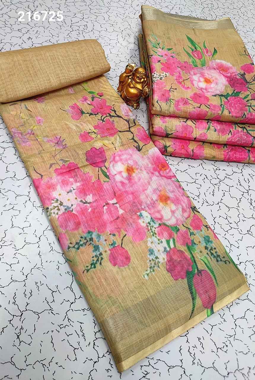 Digital Linen Cotton Sarees