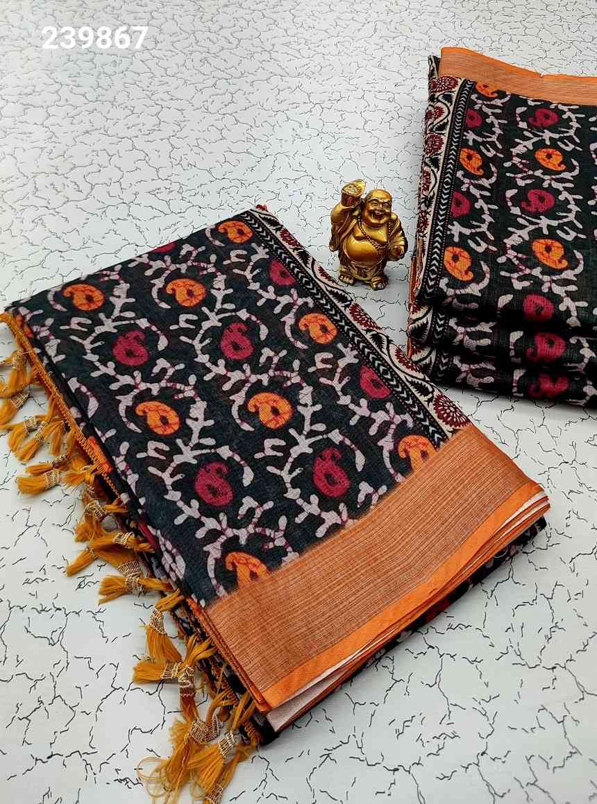 Digital Linen Cotton Sarees