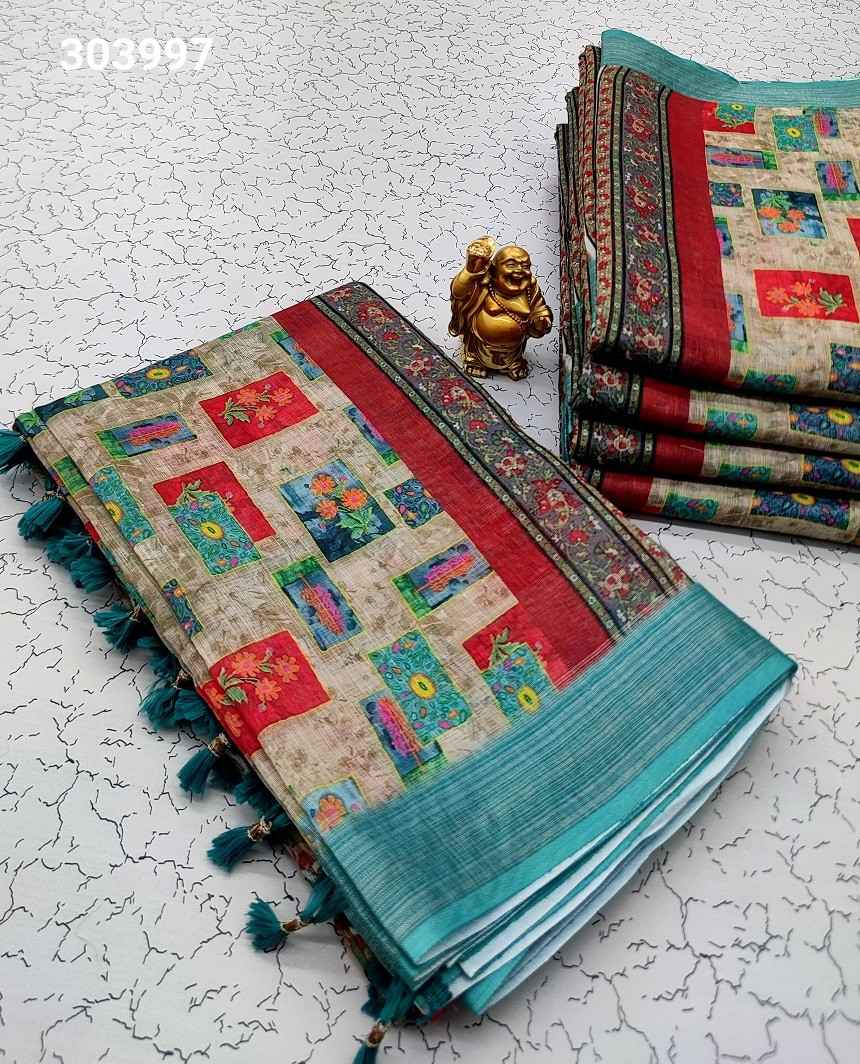 Digital Linen Cotton Sarees