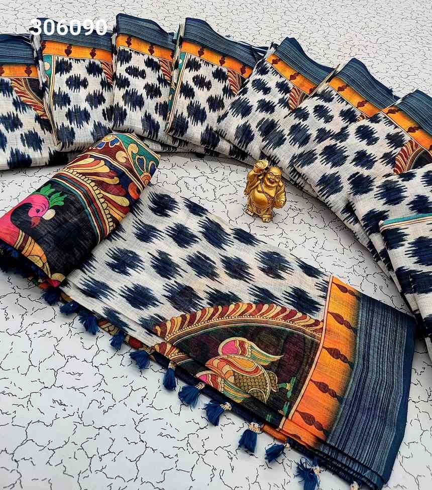 Digital Linen Cotton Sarees