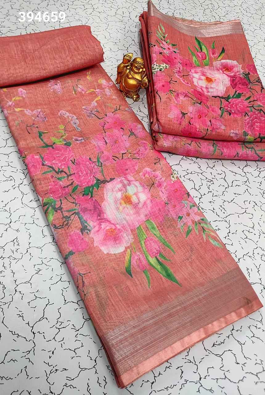 Digital Linen Cotton Sarees