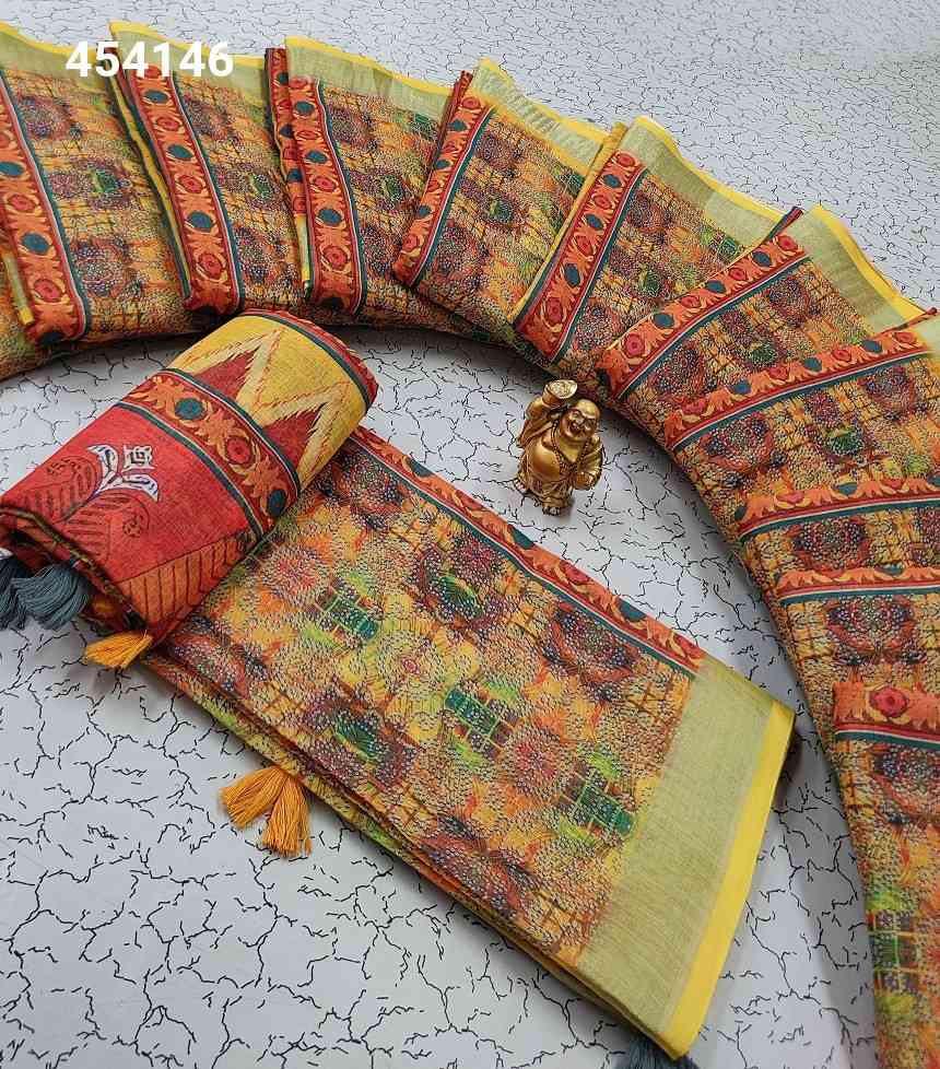 Digital Linen Cotton Sarees