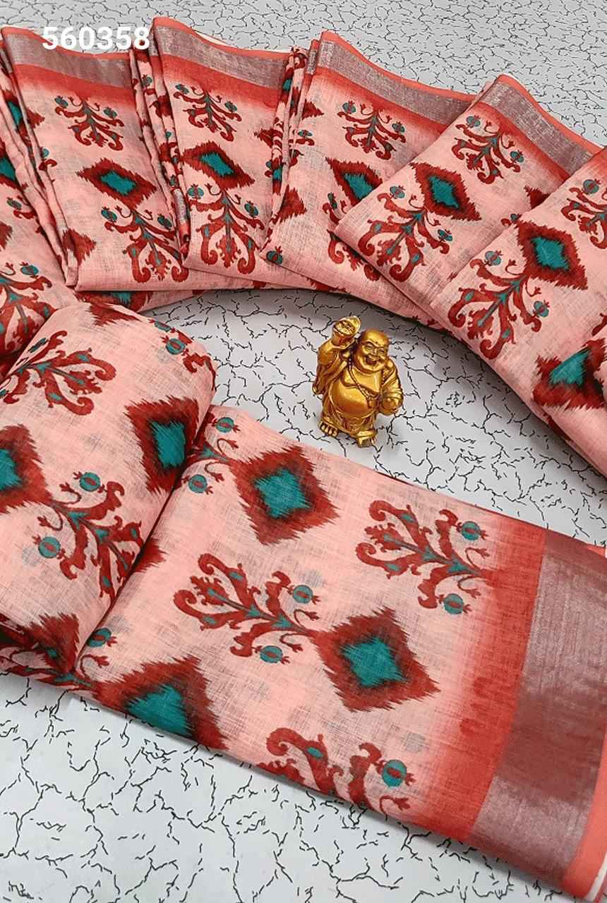 Digital Linen Cotton Sarees