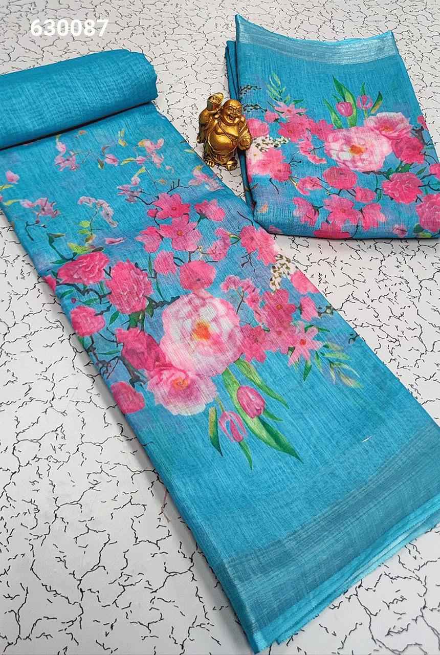 Digital Linen Cotton Sarees