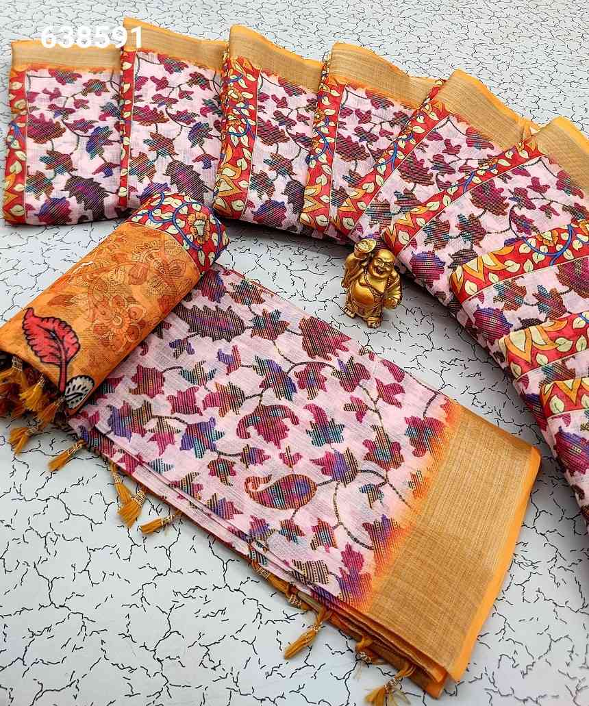 Digital Linen Cotton Sarees