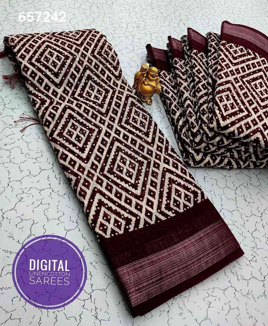 Digital Linen Cotton Sarees