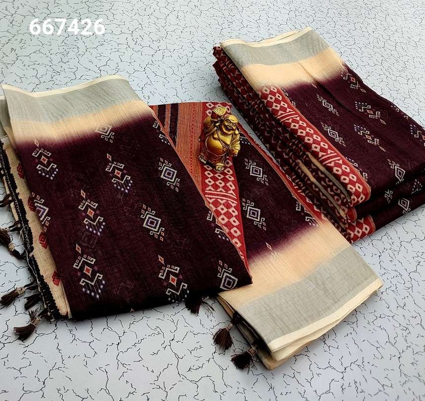 Digital Linen Cotton Sarees