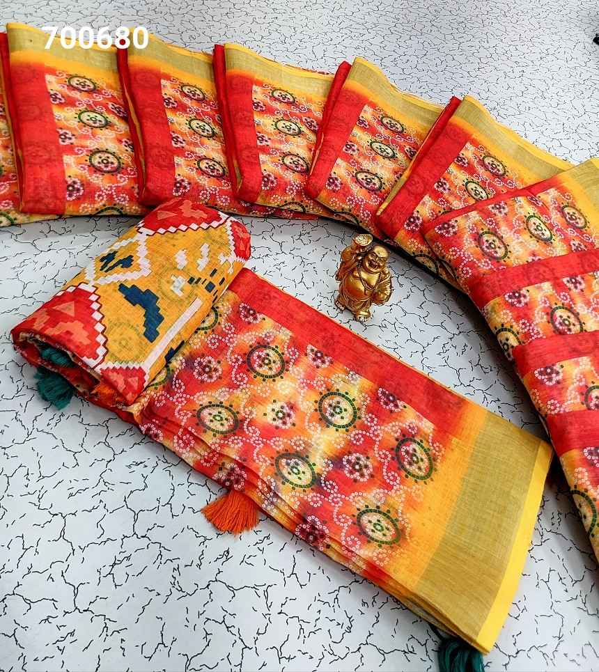 Digital Linen Cotton Sarees