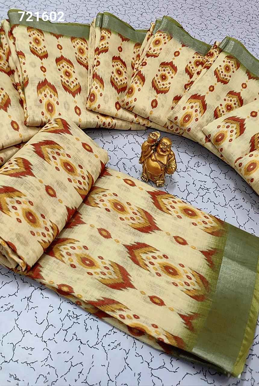 Digital Linen Cotton Sarees