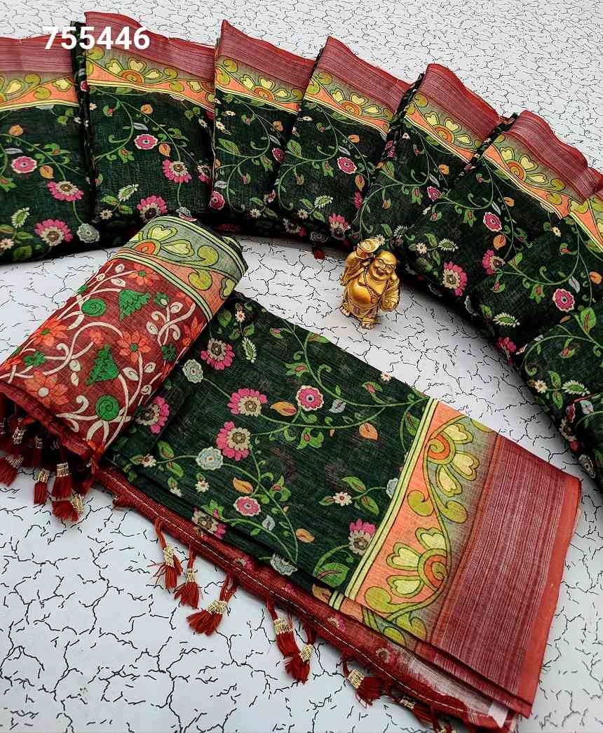 Digital Linen Cotton Sarees