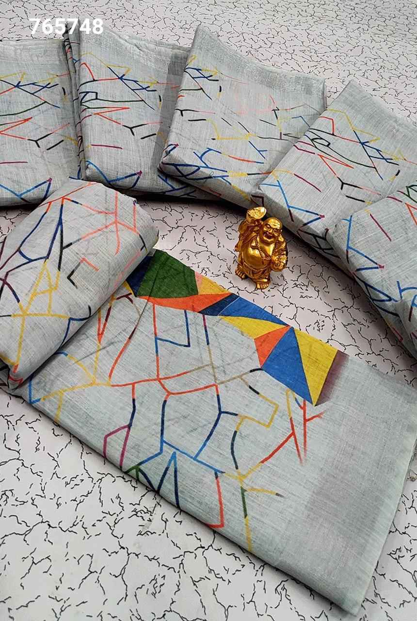 Digital Linen Cotton Sarees