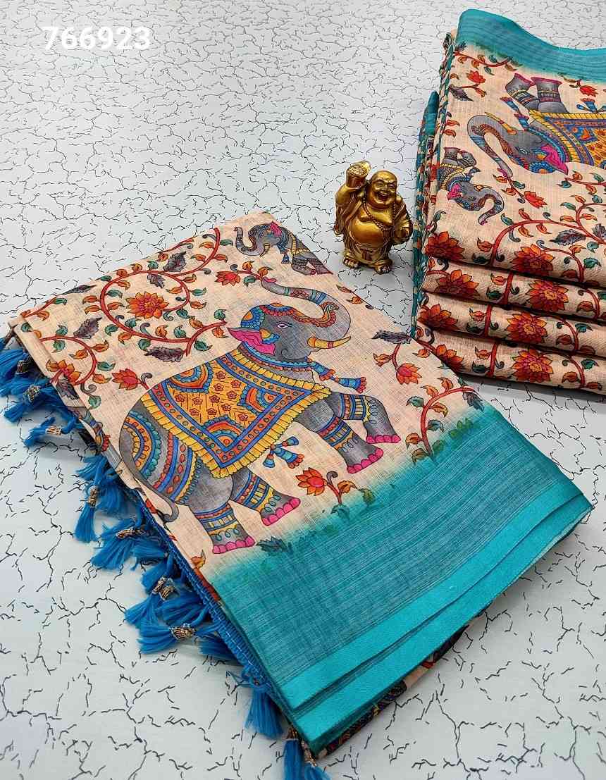 Digital Linen Cotton Sarees