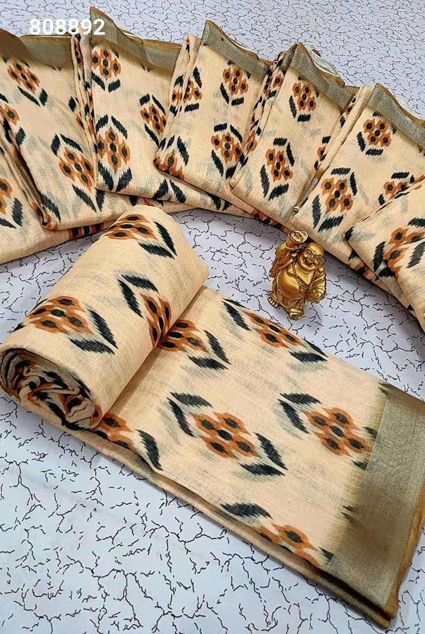 Digital Linen Cotton Sarees