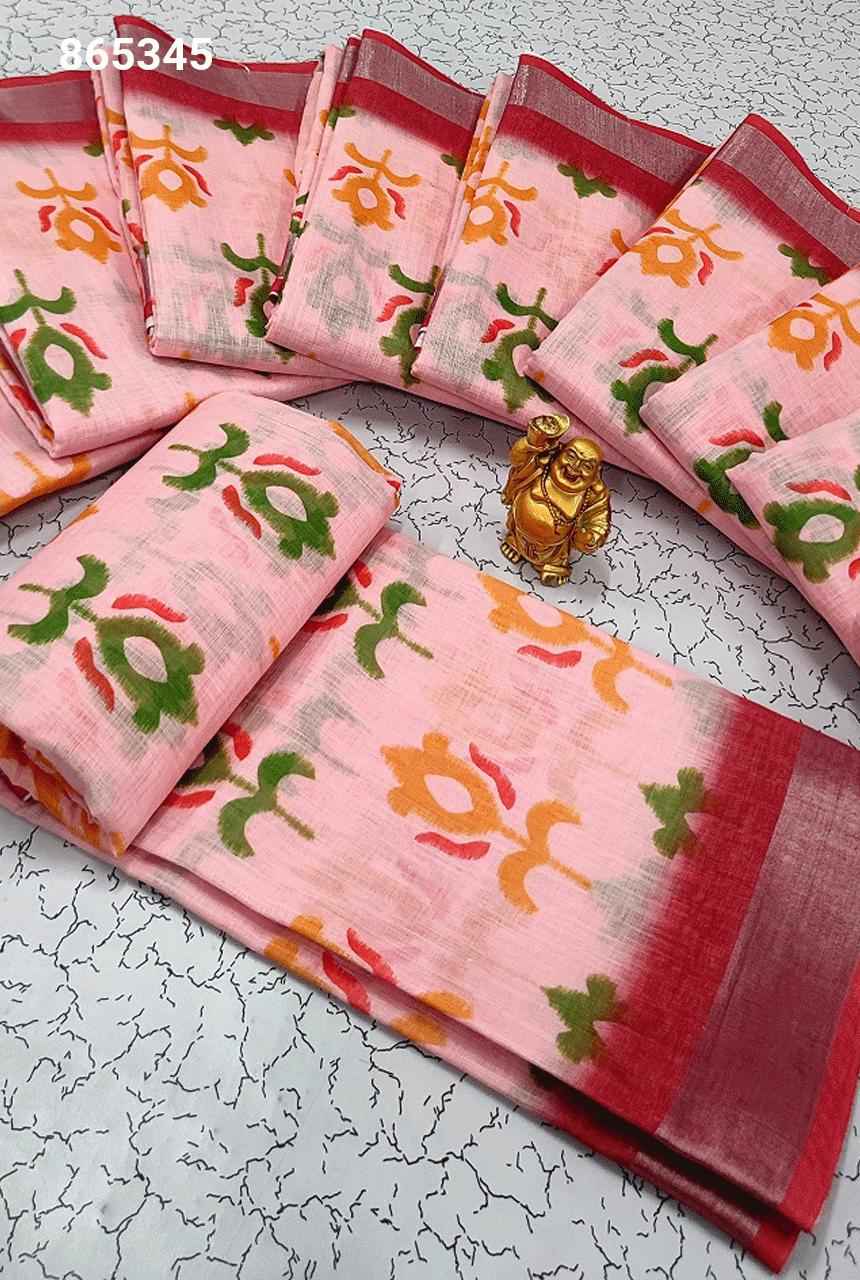 Digital Linen Cotton Sarees