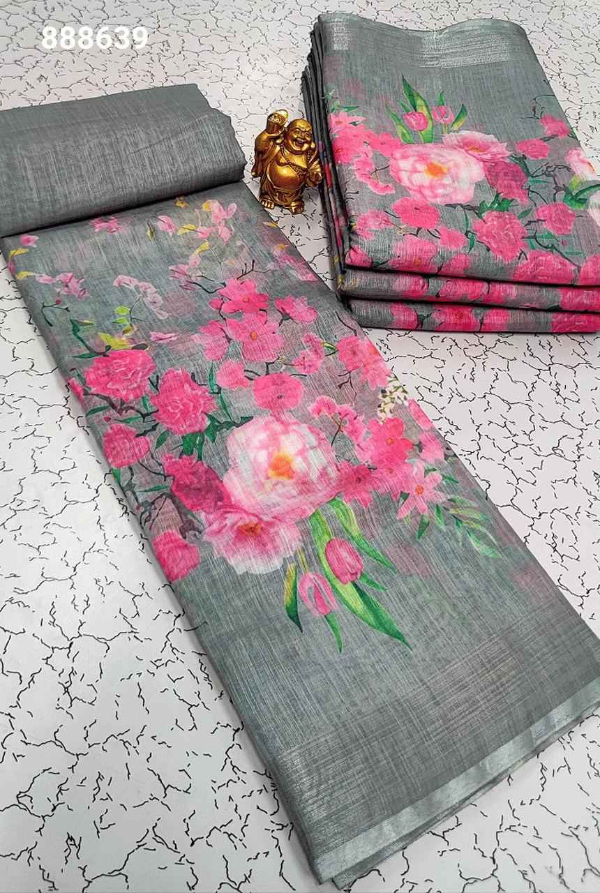 Digital Linen Cotton Sarees
