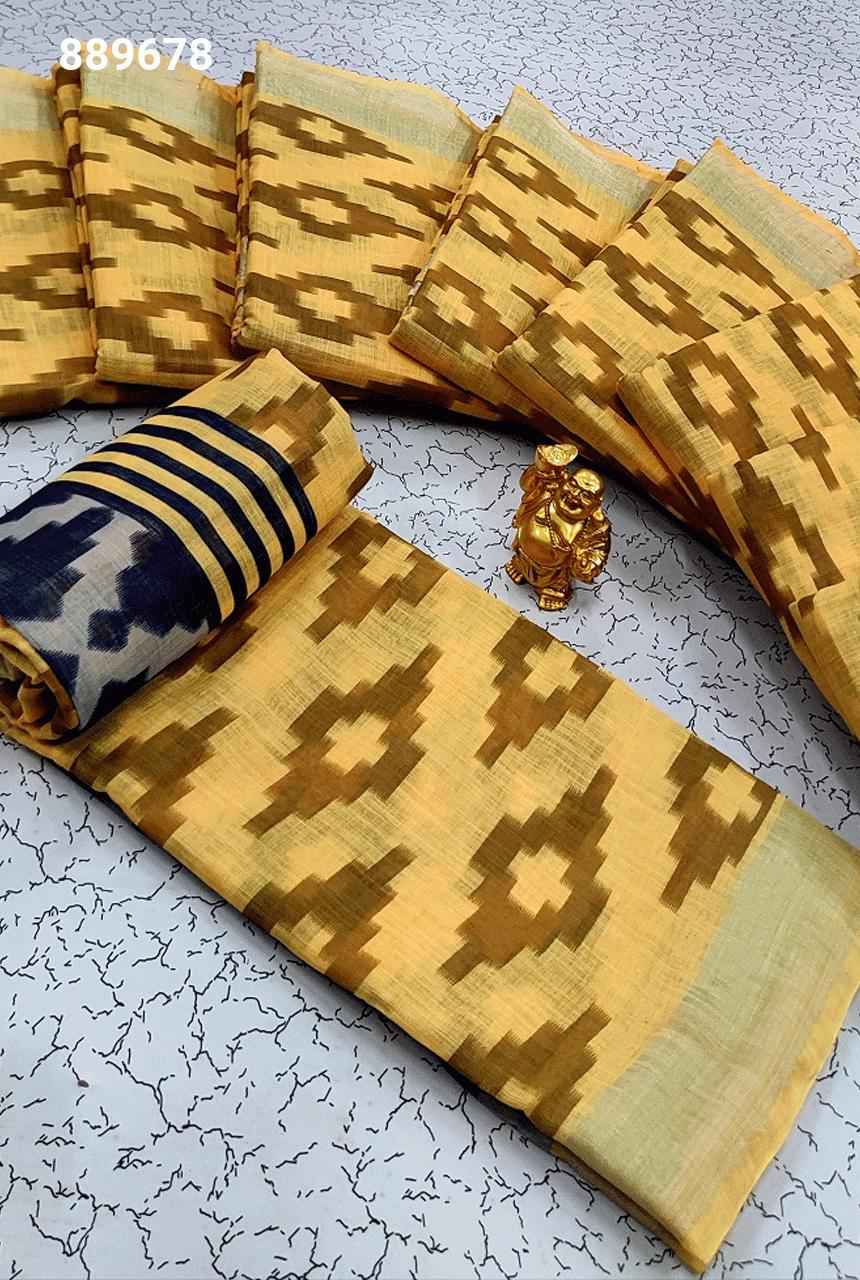 Digital Linen Cotton Sarees