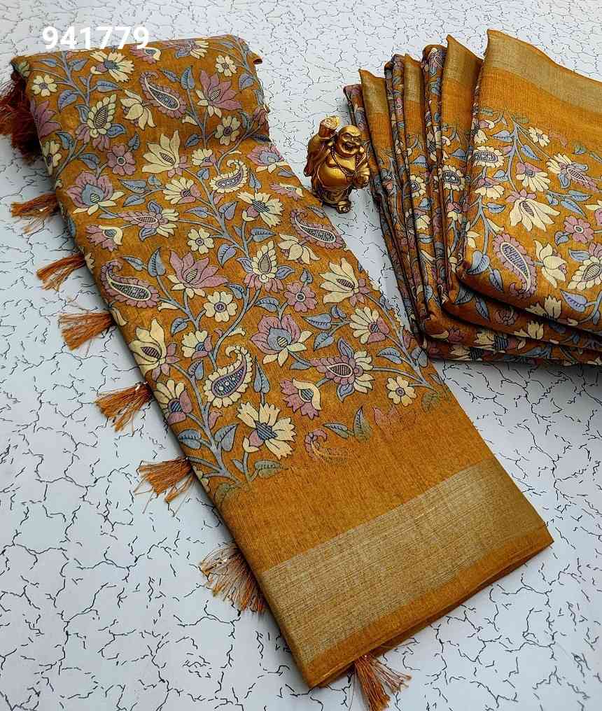 Digital Linen Cotton Sarees