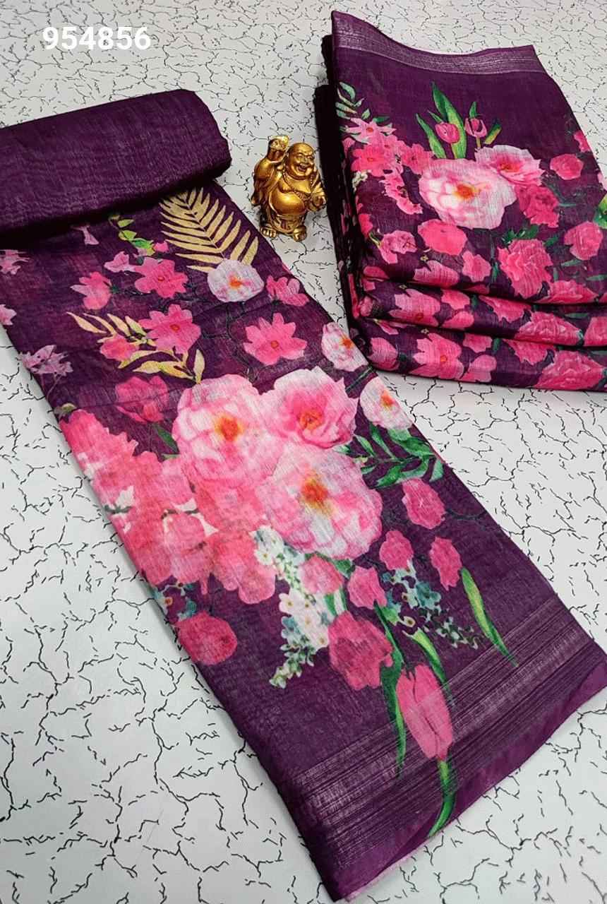 Digital Linen Cotton Sarees