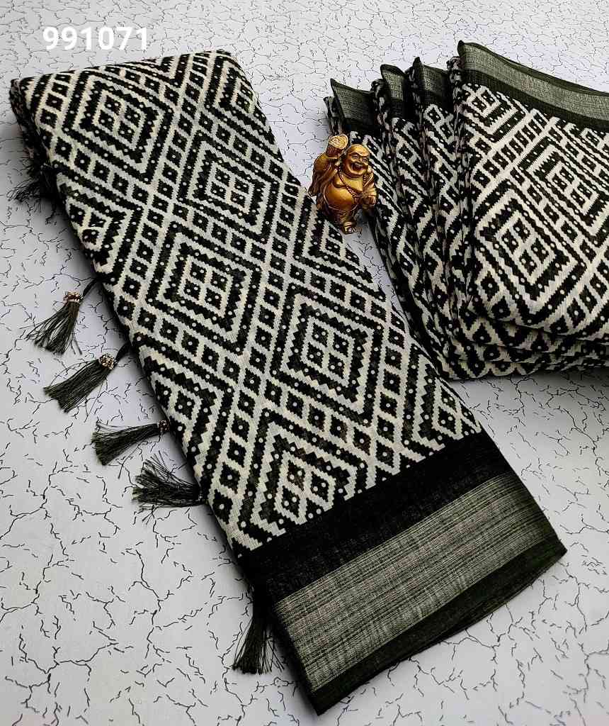 Digital Linen Cotton Sarees